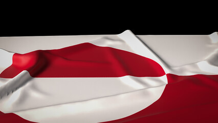 Greenland National Flag Waving Symbol of Arctic Identity and Sovereignty 3d render. © niphon