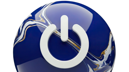 Power Symbol on Blue Marbled Sphere