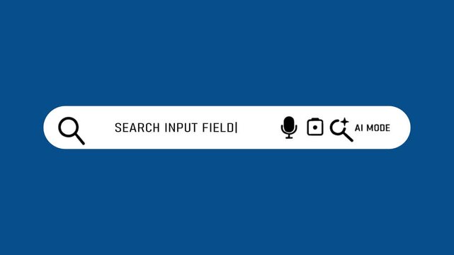 Search Bar Interface with A I Mode on Blue Background Technology Concept ai mode search input field