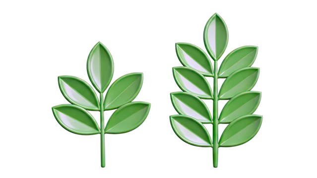 Two green stylized plant stems with leaves - Powered by Adobe
