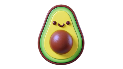 Cute Cartoon Avocado Character with Smiling Face