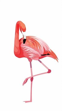 Pixel Art Flamingo Standing on One Leg Pink Bird