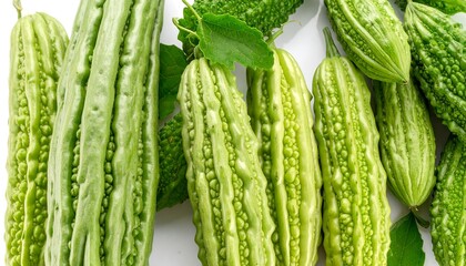 Bitter gourd isolated on white