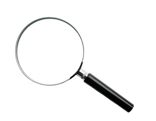 Magnifying Glass with Black Handle Isolated.