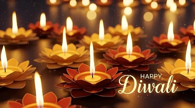 Diwali Celebration with Clay Diyas and Candles.