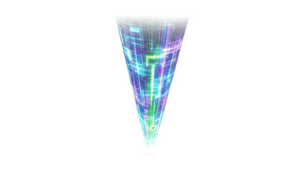 Abstract Holographic Light Beam Effect, Technology Focus, isolated on white background