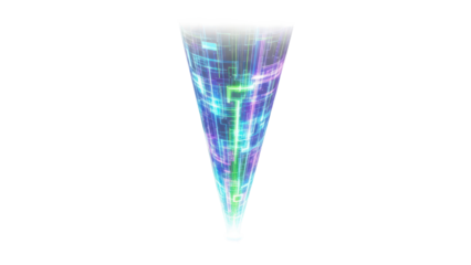 Abstract Holographic Light Beam Effect, Technology Focus, isolated on white background