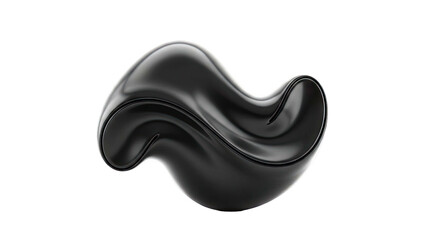 Glossy Black Abstract Shape on White Background
