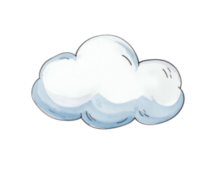 White Cartoon Cloud Illustration Isolated on White.