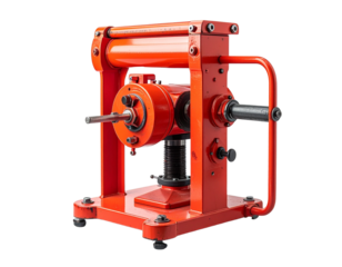 Orange industrial machinery illustration on transparent background