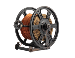 Vintage film reel on transparent background cinematic iconography