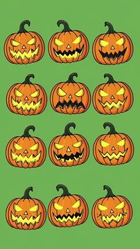 Pixel Art Halloween Pumpkins Animated Icons Motion Graphic