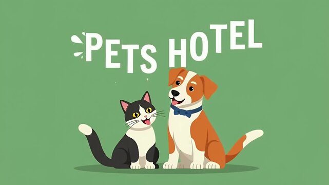 Pixel Art Pets Hotel Dog Cat Friendly Companions Green Background