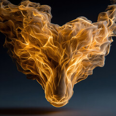 An abstract composition with a dynamic form of flowing fiery lines reminiscent of flame, smoke, or an energy vortex.  