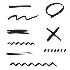 A set of practical hand-drawn borders in black/黒色の手描きあしらい素材セット