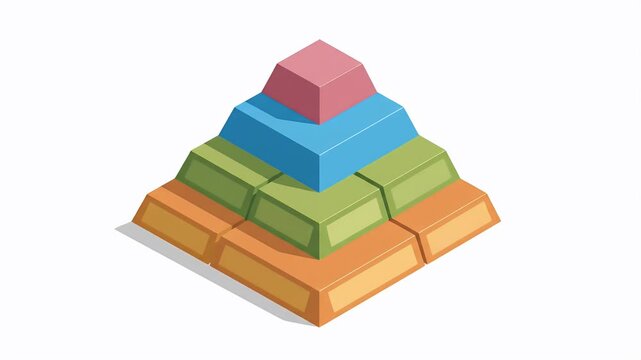 Pixel Art Pyramid Stacked Blocks Isometric Motion Graphic Loop