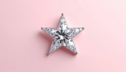 Obraz premium Jeweled star brooch on a soft pink background