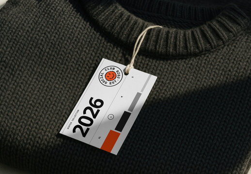 Cozy Sweater With Modern Tag Mockup PSD