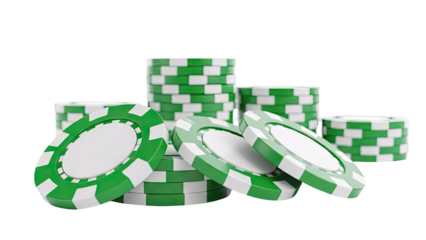 Green and White Checkerboard Casino Chips Stacked