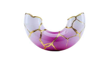 Kintsugi Ceramic with Pink and White Gradient