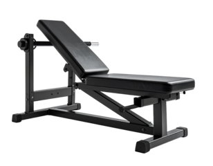 Adjustable weight bench isolated with transparent background for fitness and exercise