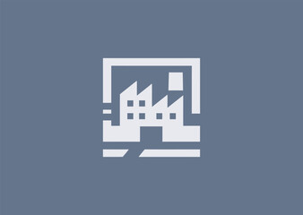 Obraz premium Minimal factory logo for industry, manufacturing, or corporate branding.
