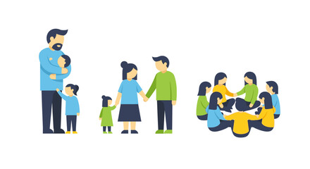 Family Interaction Scene with Father and Children Engaged in Various Activities