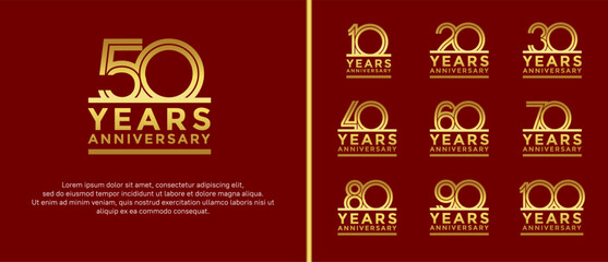 anniversary vector logo set, golden color can be use for celebration