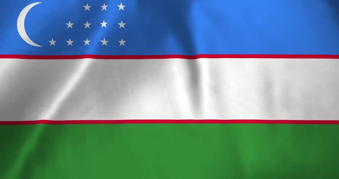 The uzbekistan flag waving with the wind background loop video animation
