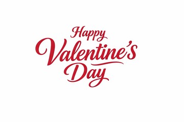 Fototapeta premium Happy valentine's day message in elegant red lettering on white background. concept of romantic greeting card, celebration of love, festive typography design