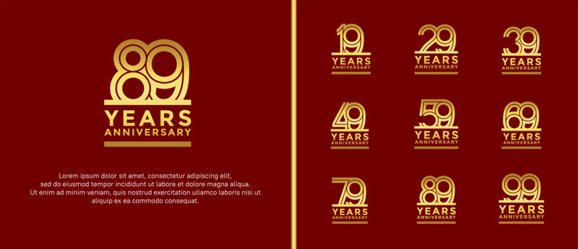 anniversary vector logo set, golden color can be use for celebration