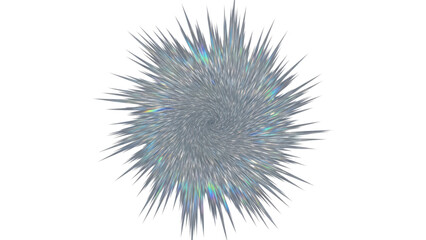 Abstract Silver Holographic Tunnel Effect, Warp Speed, isolated on white background