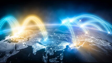 Dynamic earth global light trails illuminate planet observe planet earth adorned with dynamic light paths - Powered by Adobe