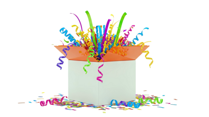 Surprise Box Bursting with Colorful Confetti and Streamers