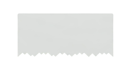 White rectangular object with a jagged bottom edge