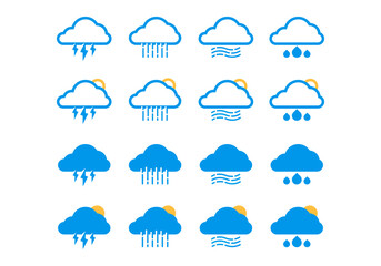Naklejka premium vector design of cloud icons in various weather.