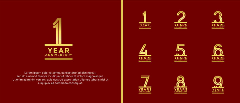 anniversary vector logo set, golden color can be use for celebration