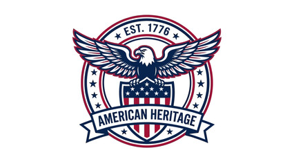 Naklejka premium Patriotic American Heritage Eagle Emblem with Established 1776 Illustration