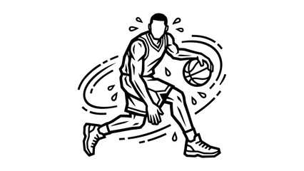 Fototapeta premium Dynamic Basketball Player Dribbling Action Sketch Illustration