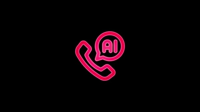 Neon A I Phone Call Concept Artificial Intelligence Communication Technology Symbol neon sign