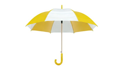 Yellow and White Striped Umbrella with J-Handle