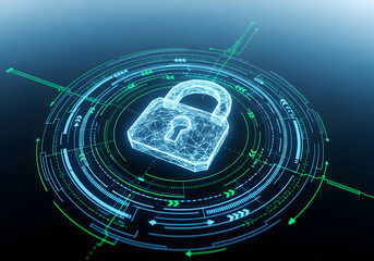 A digital padlock icon representing cybersecurity and data protection