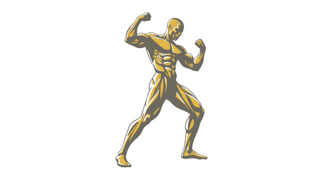 A muscular man in a powerful stance flexing his muscles