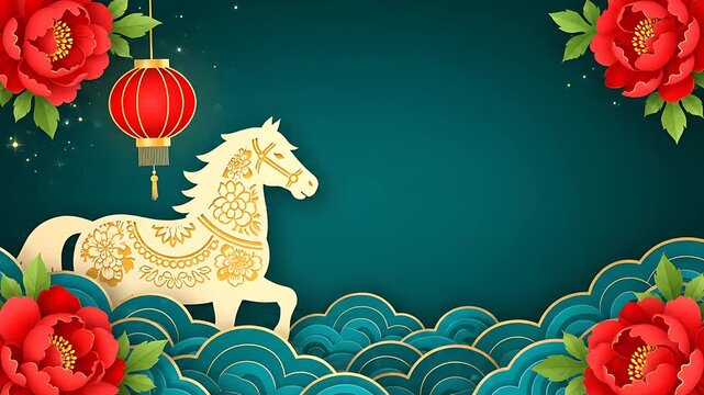 Lunar New Year of the Horse Festive Background Graphic Element