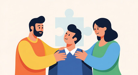 Fototapeta premium Teamwork and collaboration with puzzle piece illustration.