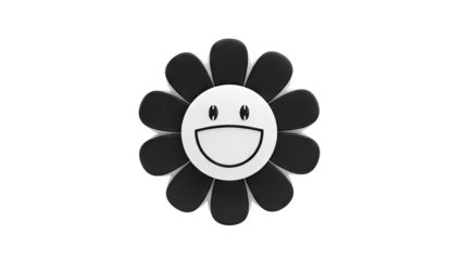 Black and White Smiling Flower with Petals