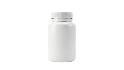 White pharmaceutical bottle with ribbed cap