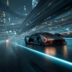 Obraz premium red car on the road