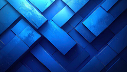 An abstract geometric pattern of overlapping blue rectangles and squares, creating a sense of depth and texture.