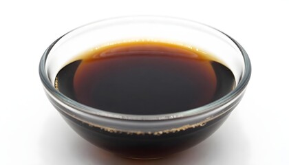 Fototapeta premium A cup of soy sauce on a transparent background, drawing attention to its inviting steam and rich, dark color